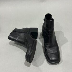 Women Leather Black Ankle Boots 2" Heel (9)